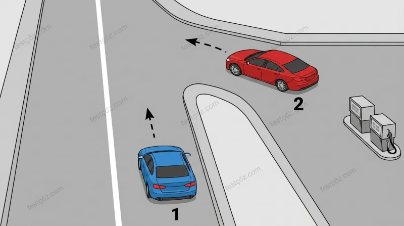Akaryakıt istasyonundan çıkan 2 numaralı araç davranışı (varyant 3)