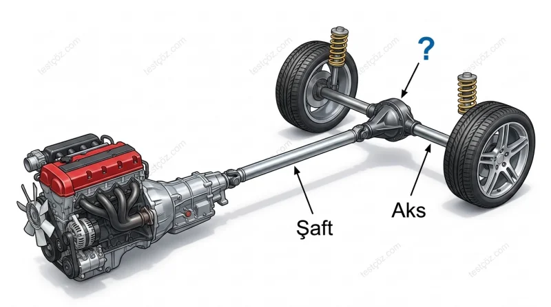 Aks — şafttan aldığı hareketi aksa ileten güç aktarma organı diyagramı (varyant 3)