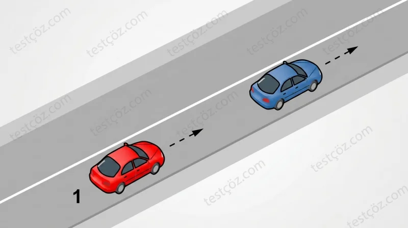 1 numaralı aracın önündeki aracı geçme yasağı — yol sahnesi diyagramı