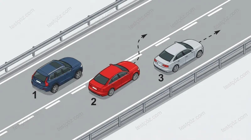 Araç geçme (sollama) işlemi — yol sahnesi diyagramı