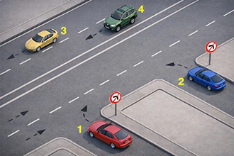 Asli kusurlu davranış — yol sahnesi diyagramı, araç hareketi