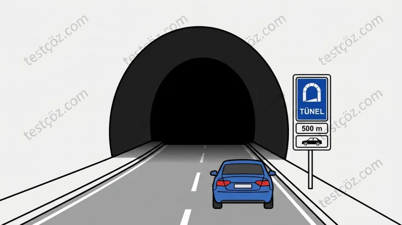 Aydınlatılmamış tünele giriş yapan araç sürücüsü — yol sahnesi (varyant 5)