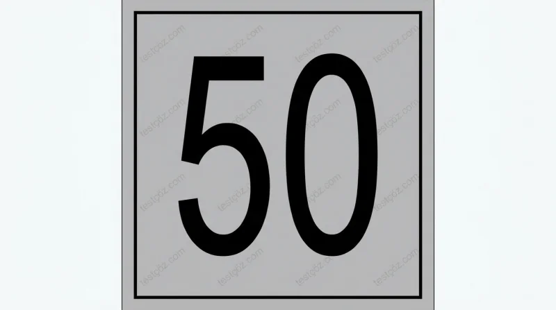 Taşıt yolu üzerine çizilen 50 km/h hız sınırı yatay yol işaretlemesi