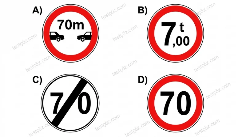Azami hız sınırlaması trafik işareti seçeneği — 70 km/h (varyant 7)
