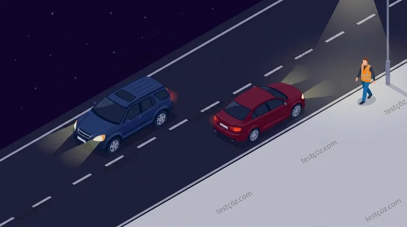 Banketli yoldan geceleyin faydalanan yaya — yol sahnesi diyagramı