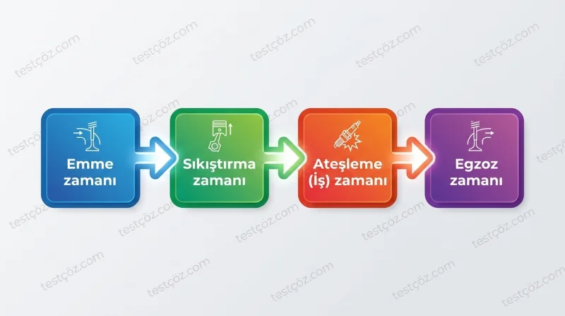 Dört zamanlı benzinli motor emme zamanı diyagramı — yakıt-hava karışımı silindire giriş