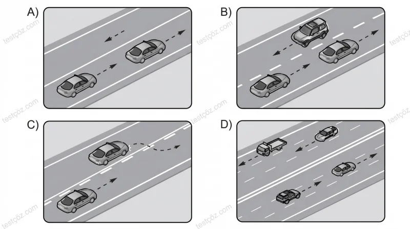 Bölünmüş kara yolu trafik işareti (varyant 3)