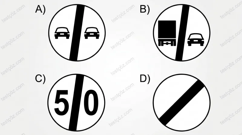 Bütün yasaklama/kısıtlamaların sona erdiği trafik işareti seçeneği (varyant 4)
