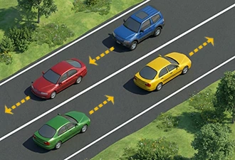 Devamlı çizgi bulunan kara yolu yatay yol işaretlemesi
