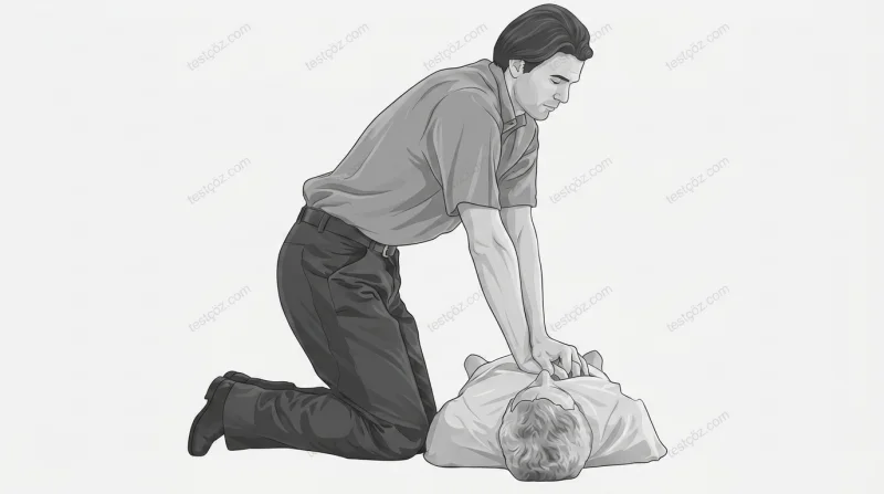 Dış kalp masajı (CPR) — yetişkin insanda göğüs kemiği baskı uygulama pozisyonu