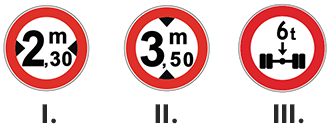 Gabari yükseklik/uzunluk/genişlik trafik işaretleri (varyant 2)