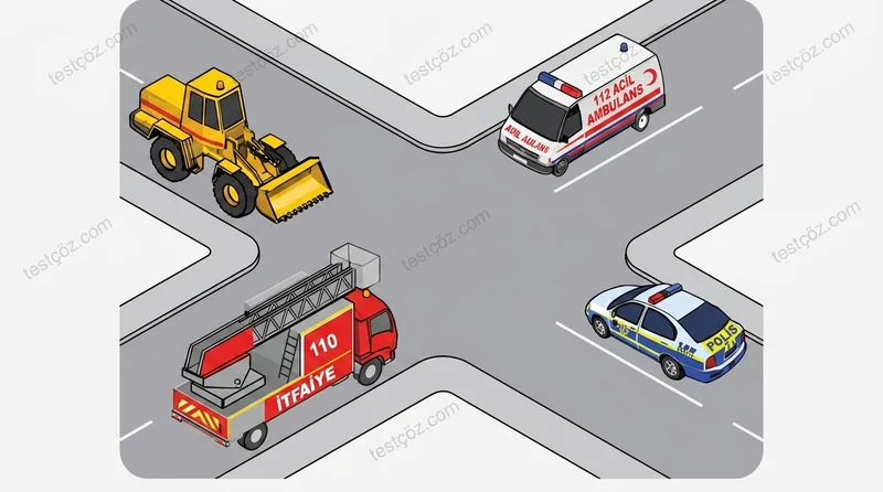 Geçiş üstünlüğüne sahip araçlar — ilk geçiş hakkı yol sahnesi (varyant 3)