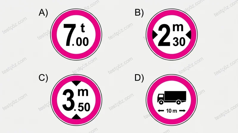 Genişlik gabari sınırlaması trafik işareti seçenekleri
