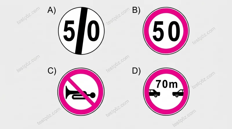 Hız sınırlaması sonu trafik işareti — soru görseli