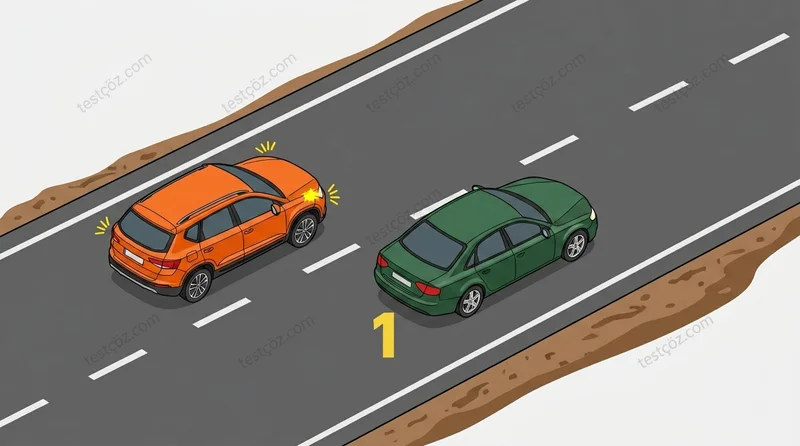 İki yönlü yolda 1 numaralı geçilen araç davranışı — yol sahnesi diyagramı