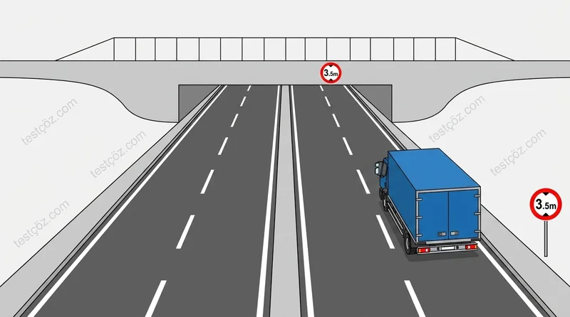 Kamyon sürücüsünün alt geçitten geçerken dikkate alması gereken — yol sahnesi