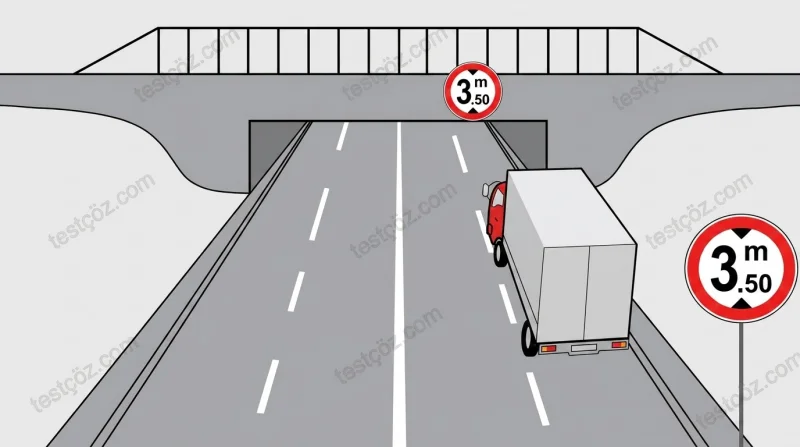 Kamyon gabari sınırlaması trafik tanzim işareti (varyant 3)
