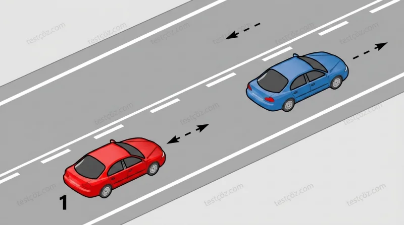 Kara yolunda 1 numaralı araç sürücüsünün yapmaması gereken davranış — yol sahnesi