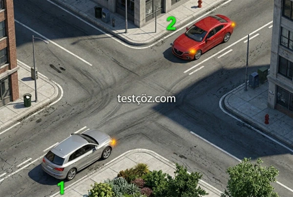 Kavşakta 1 numara sağa, 2 numara sola dönüş (varyant 2)