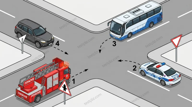 Kavşakta karşılaşan araçların geçiş hakkı sıralaması (varyant 5)