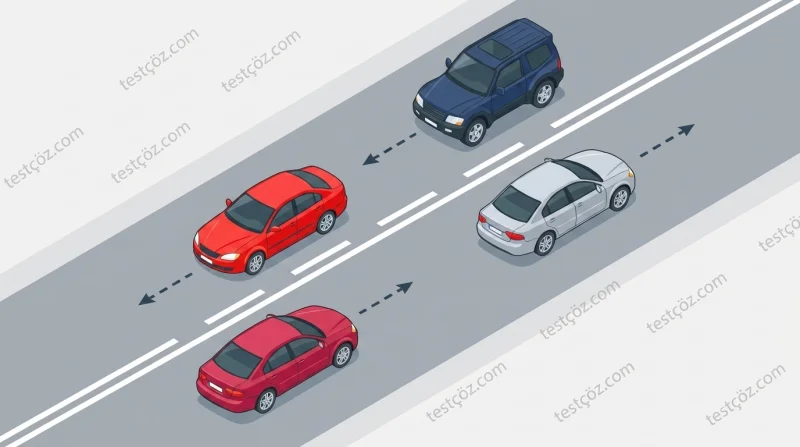 Kara yolunda kesik ve devamlı yol çizgileri yatay yol işaretlemesi (varyant 3)