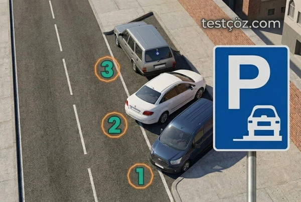 Park etme bilgi işaretine göre yanlış park araçları (varyant 6)