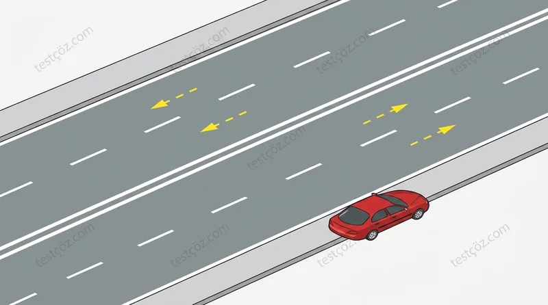 Park etmiş aracın duraklama yapılamayan tarafı — yol sahnesi diyagramı