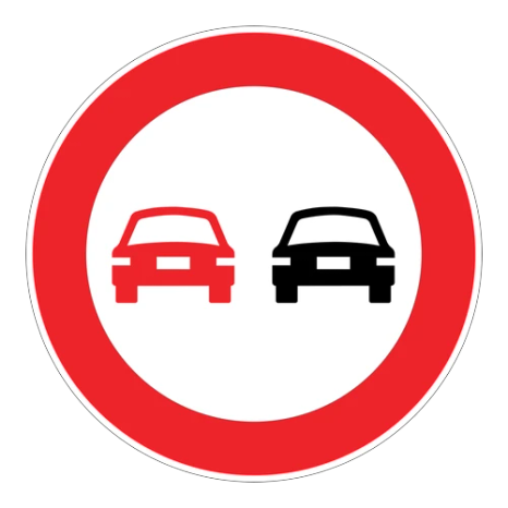 Sollama yasak trafik işareti — daire içinde iki araç (varyant 4)