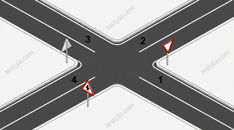 Kavşakta hangi numaralı yollar tali yol — yol sahnesi diyagramı