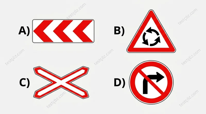 Tehlikeli viraj yön levhası anlamına gelen trafik işareti (varyant 2)