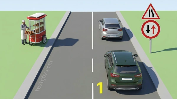 Trafik işaretlerine göre 1 numaralı araç davranışı (varyant 3)