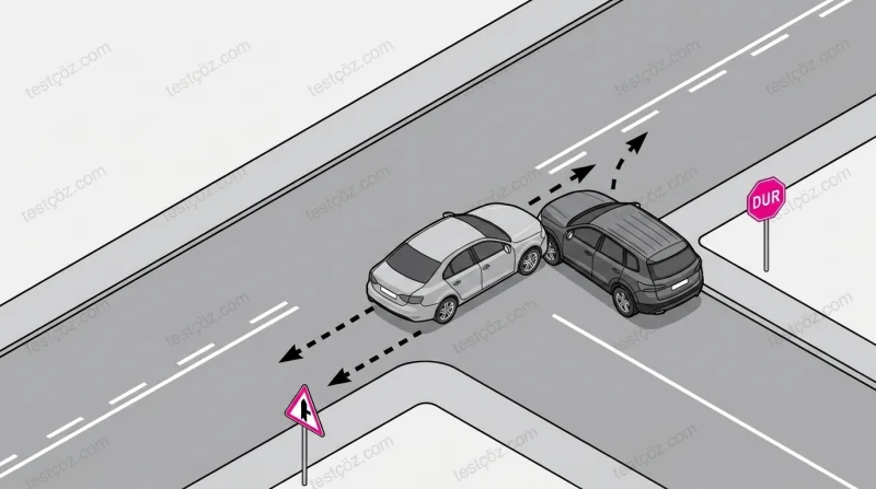 Trafik kazası — araç çarpışması yol sahnesi diyagramı