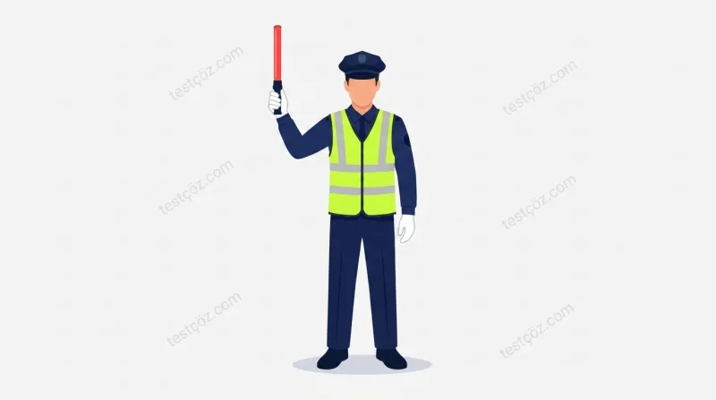 Trafik polisi — geceleyin ışıklı işaret çubuğu hareket pozu (varyant 3)