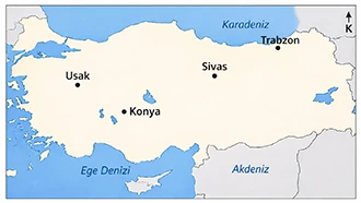 Türkiye haritası — illerin yön konumu bulma soru görseli