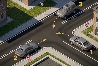 Yol sahnesi diyagramı — kesinlikle doğru davranış soru görseli