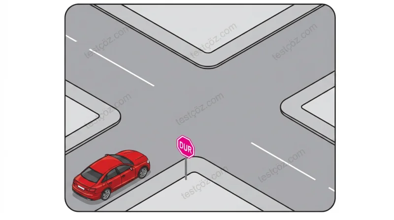Kavşakta sürücünün yapması zorunlu davranış — yol sahnesi diyagramı