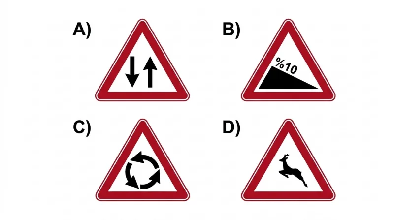 Yol koşullarından kaynaklanan tehlike trafik işareti (varyant 3)