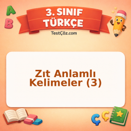 3. Sınıf Türkçe Zıt Anlamlı Kelimeler (3) Testi - testçöz.com
