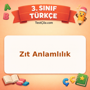 3. Sınıf Türkçe Zıt Anlamlılık Testi - testçöz.com