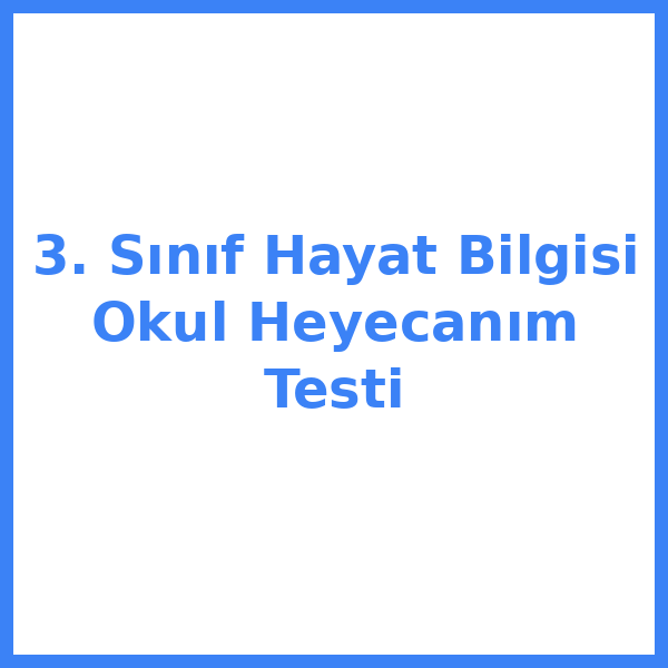 3. Sınıf Hayat Bilgisi Okul Heyecanım Testi