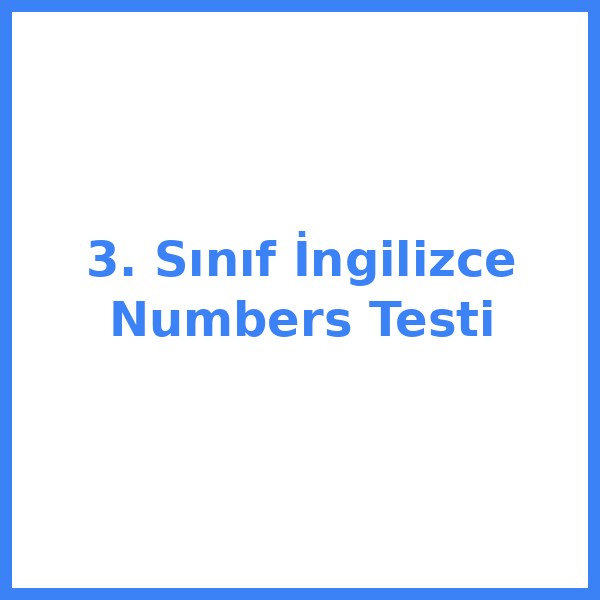3. Sınıf İngilizce Numbers Testi