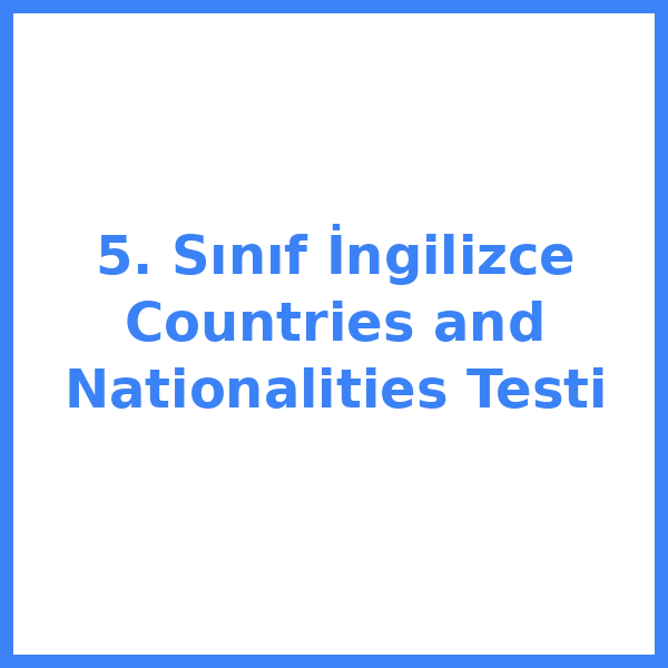 Test sorusu 5. sınıf İngilizceilizce 52